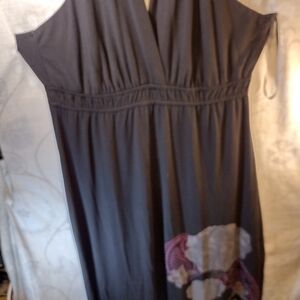 Elegant Black Maxi Dress with Floral Detail